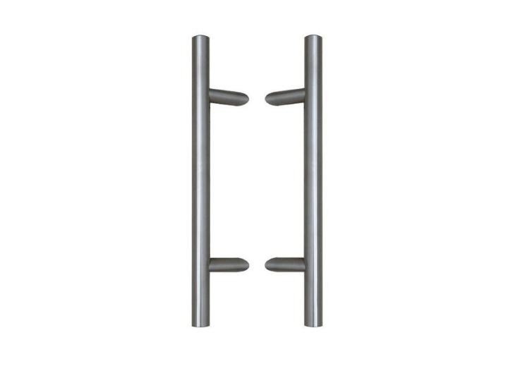 [TIR302067] Tirant de porte TT45° Ø32 - inox AISI 316 laqué RAL 9005 structuré - paire - standard - entraxe 800 mm (longueur 1000 mm)